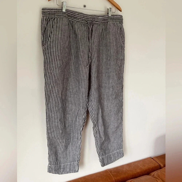 L.L. Bean Linen Capris - blue/white striped - Size 18P - Picture 2 of 5